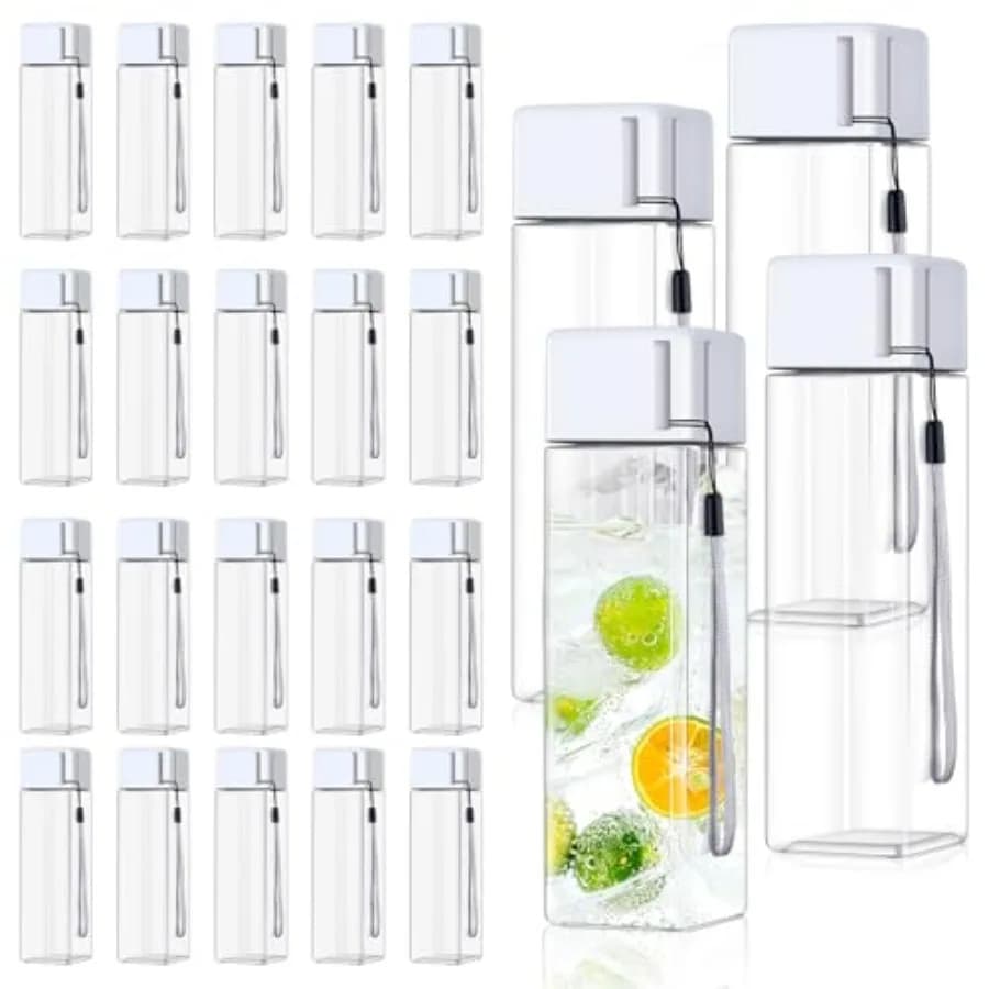 Set di 24 Bottiglie d'Acqua Riutilizzabili da 17 Oz, Bottiglie in Plastica Antigoccia Trasparenti per Palestra e Sport, Grandi Bottiglie per Adulti