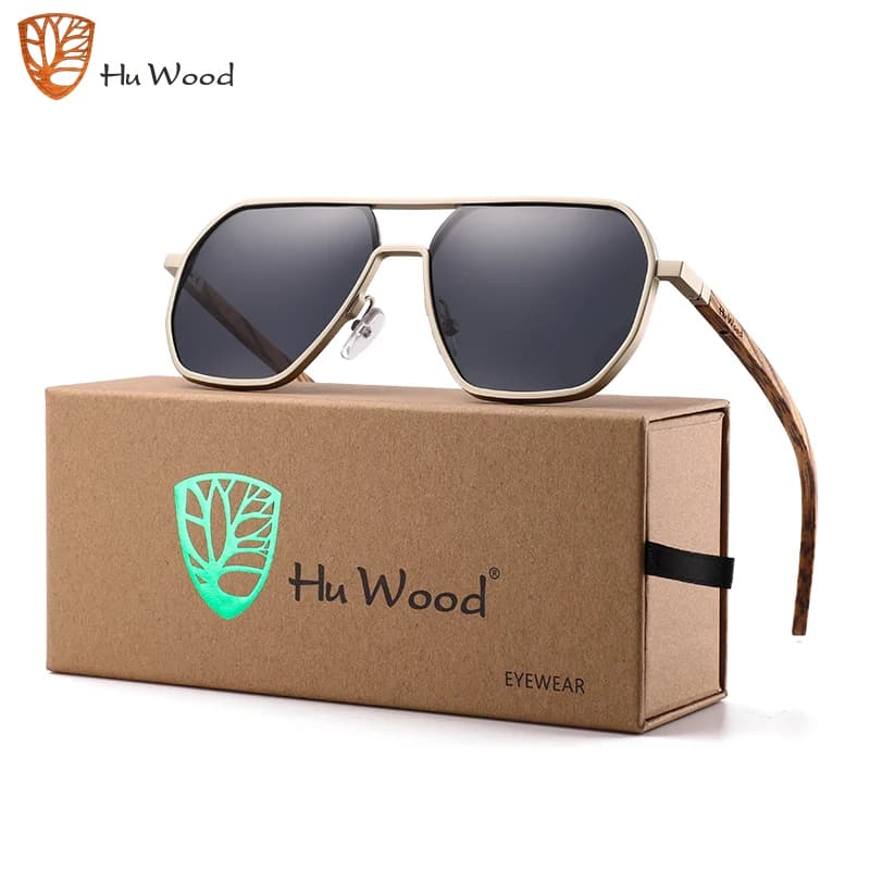 Hu Wood New Fashion occhiali da sole in alluminio uomo donna occhiali da sole polarizzati in legno guida Uv400 Oculos de sol GR8059