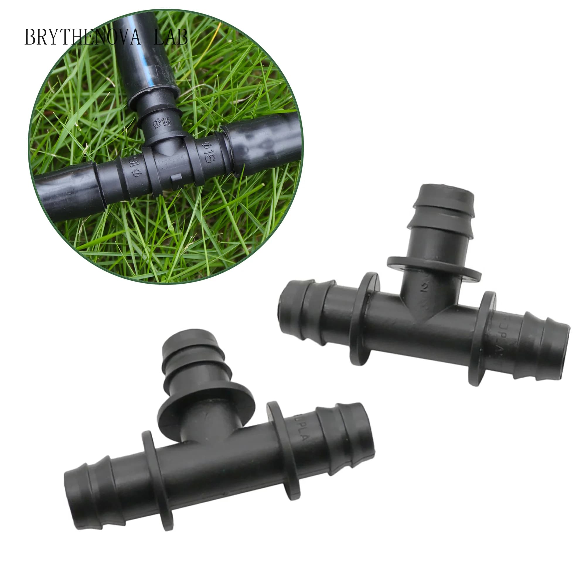 100Pcs 16mm Pipe Barb Tee Connector ID 13mm Hose 1/2" Pipe Coupling Water Garden Fittings Micro Drip Irrigation Tubing Connector
