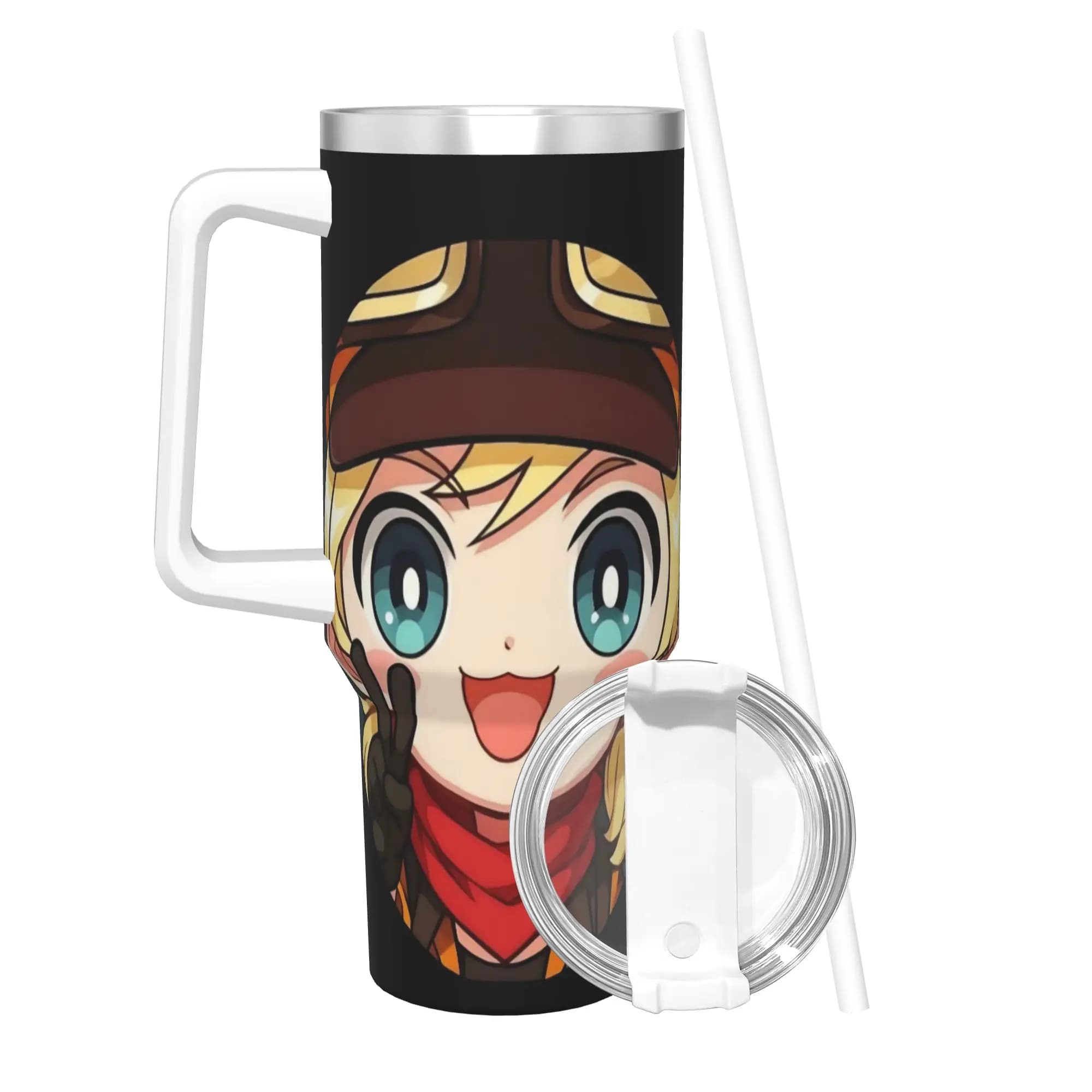 Tazza Termica Trickcal C-Chibi Go Games, Bicchiere Isolato Sottovuoto in Acciaio Inox a Doppia Parete, Antigoccia, 40oz