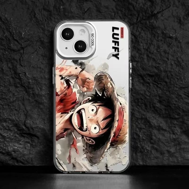 Cute Cartoon One Piece ink Wash Style Luffy Clench Fist Phone Case for iPhone 11 12 13 14 15 16 17 Pro Max Plus Shockproof Cover