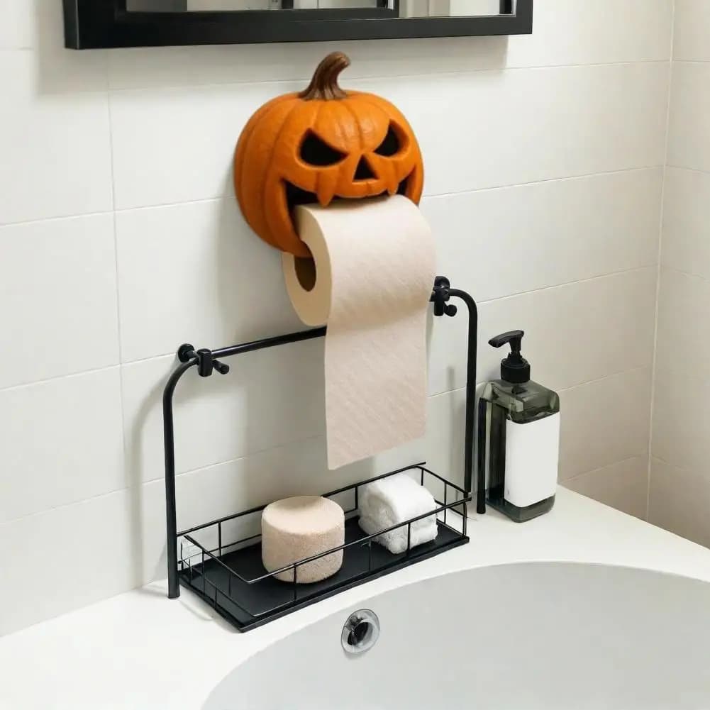 Portarotolo per carta igienica con zucca di Halloween, dispenser per carta igienica a parete, cucina, bagno, scaffale per scatola