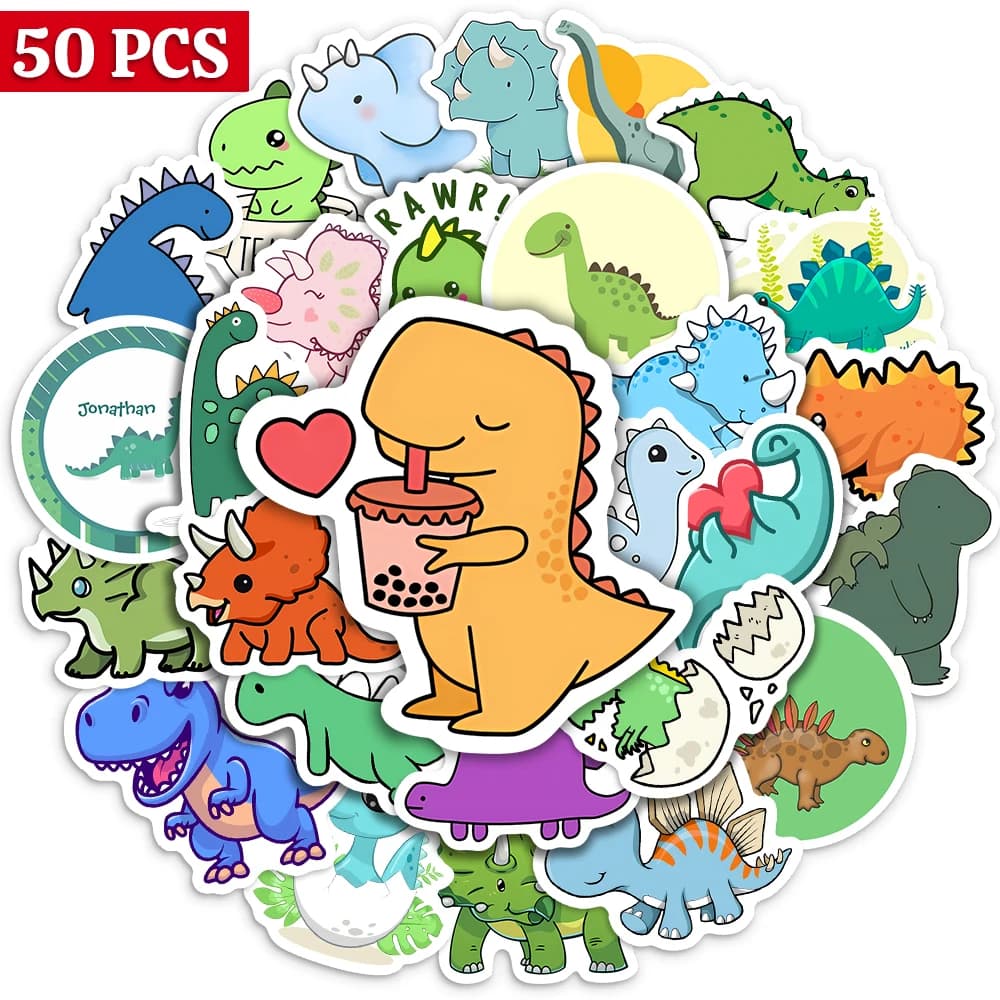 Simpatici adesivi dinosauro adorabili Kawaii animali decalcomanie autoadesive per Laptop Scrapbook bagagli frigorifero Notebook giocattoli per bambini