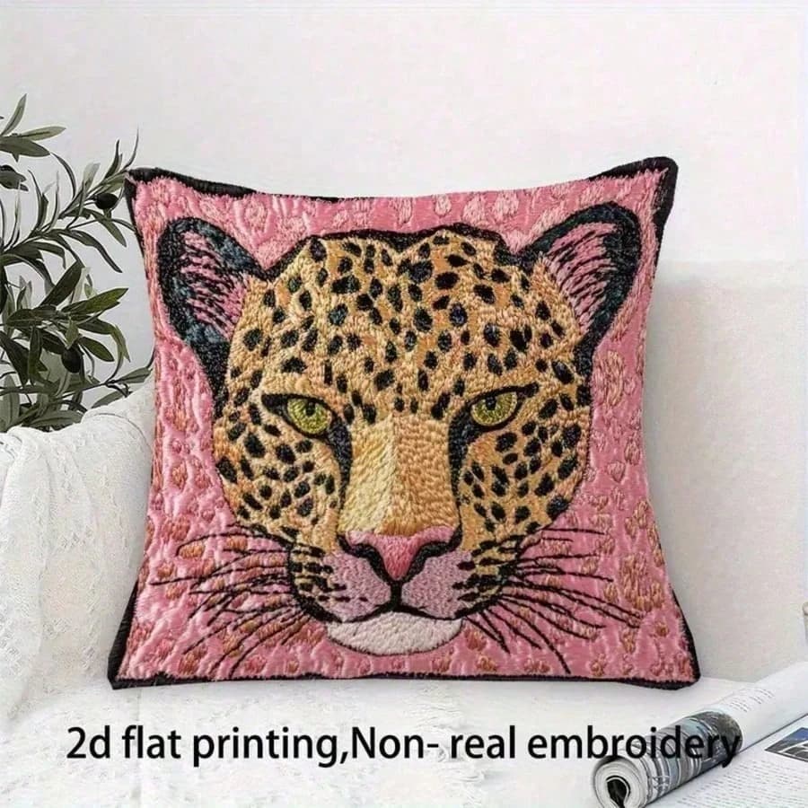 1 fodera per cuscino con testa di leopardo rosa Boho, stampa 2D su entrambi i lati, in morbido poliestere, per decorazioni casa, divano, camera da letto, auto