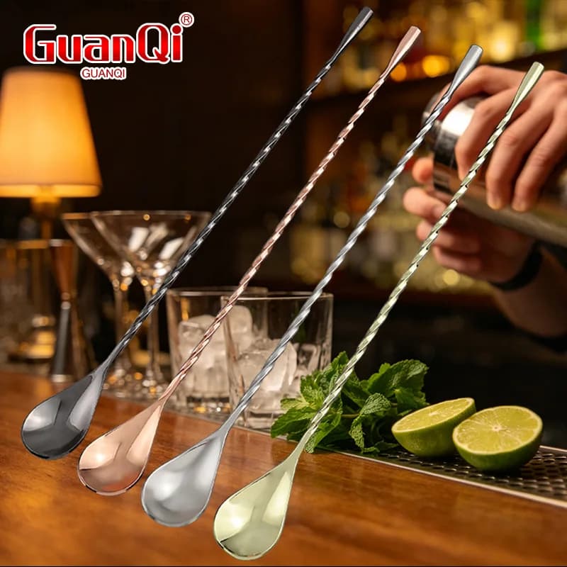 Stainless Steel Barman Kit Accessories Long Handle Cocktail Stirrers Cocktail Stir Bar Spoon Whisky Shaker Bartender Tools