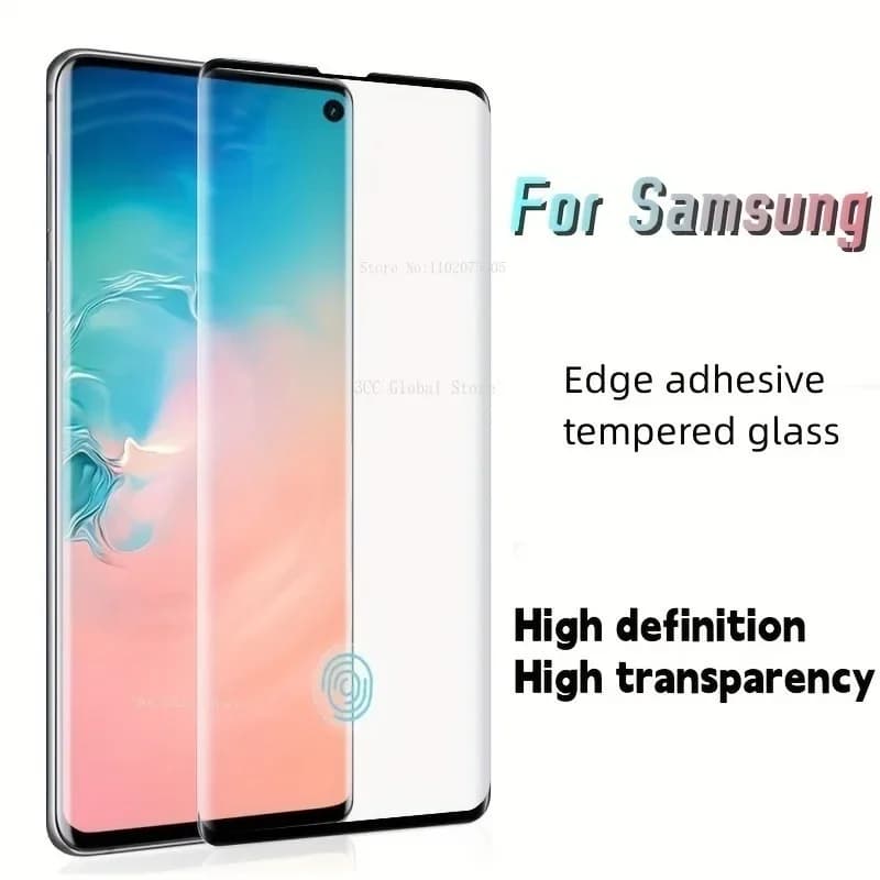 Proteggi schermo in vetro temperato curvo da 2 pezzi per Samsung Galaxy S23 Ultra S22 Plus S21 Note10Pro-Note20U con fori per impronte digitali