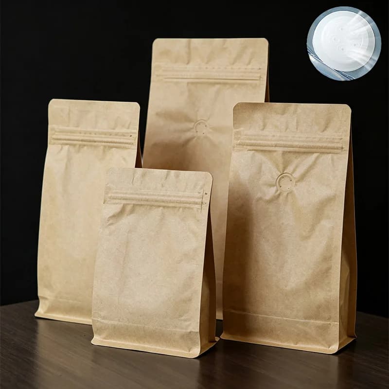 50pcs Coffee Packaging Sealing Bags with Valve & Zipper Aluminum Foil Lining Pouch for Storing Tea Coffee Beans Powder Food