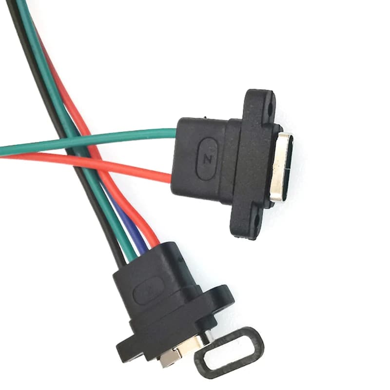 /KQM/Connettore Femmina Impermeabile Type-C 2Pin 4Pin con Anello in Gomma per Saldatura, Porta di Ricarica Rapida