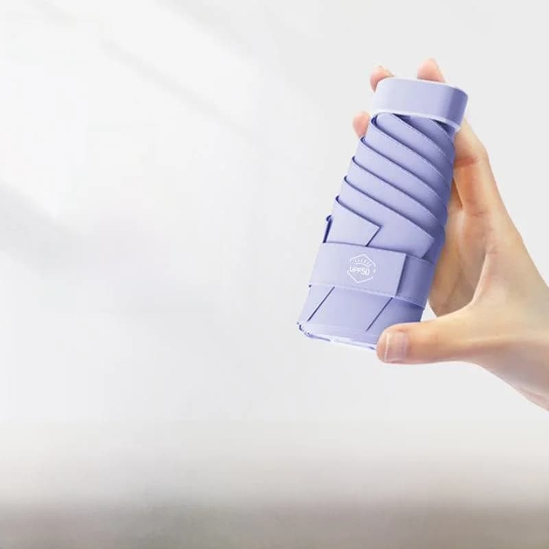 Ombrello Parasole Tascabile Ultra Leggero e Compatto da Donna, Colore Puro, Protezione Solare con Rivestimento Nero, Doppio Uso Pioggia e Sole