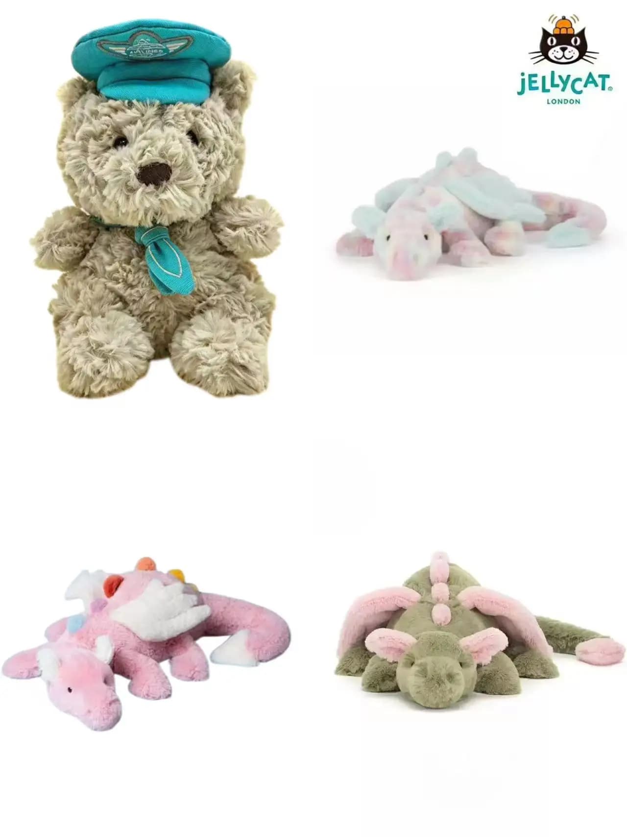 JELLYCAT Peluche JC Plush Toys: Love Series;Rabbit Series;Roses; Dragon Series;Turtle Series; Bear Series;Clover and other dolls