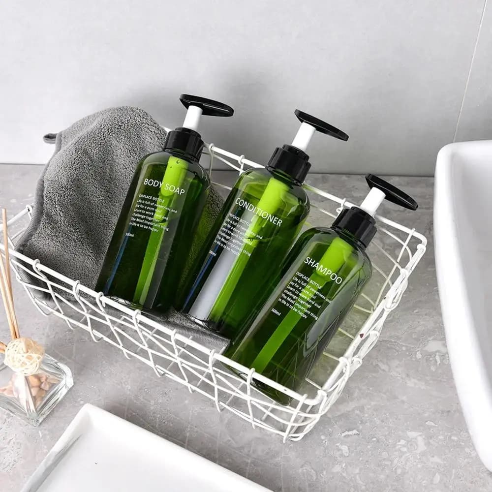3 pz 500 ml Riutilizzabile Shampoo Balsamo Dispenser di Lavaggio Del Corpo Lettere Stampate Bottiglia di Sapone Da Bagno Dispenser Doccia Pompa Bottiglia
