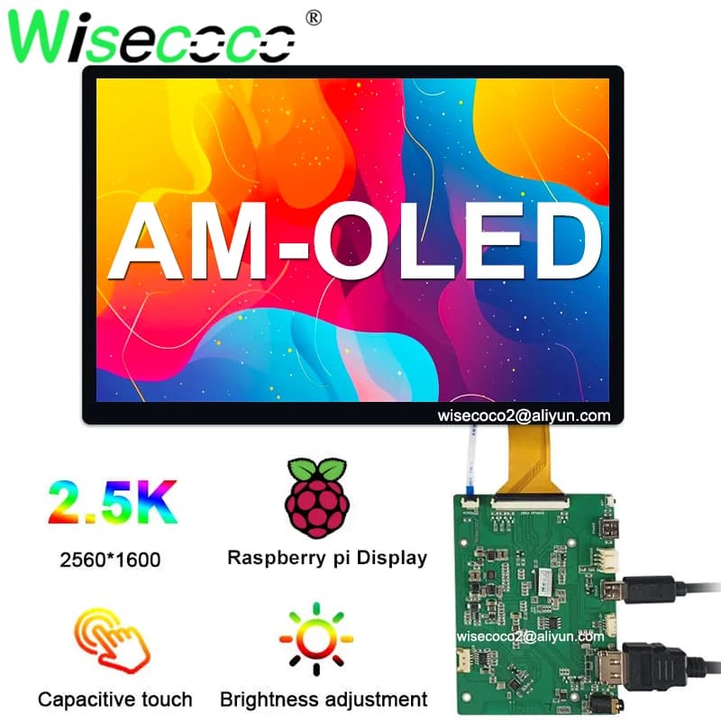 10 inch Raspberry Pi Amoled Touchscreen 2K IPS 330 Nits Brightness Laptop Tablet Monitor OLED