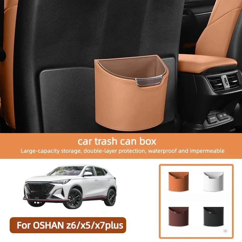 Per OSHAN z6/x5/x7plus 2024 2025: Cestino per auto, contenitore portaoggetti da schienale, doppio strato, appendibile, accessori per bidone dei rifiuti per veicoli