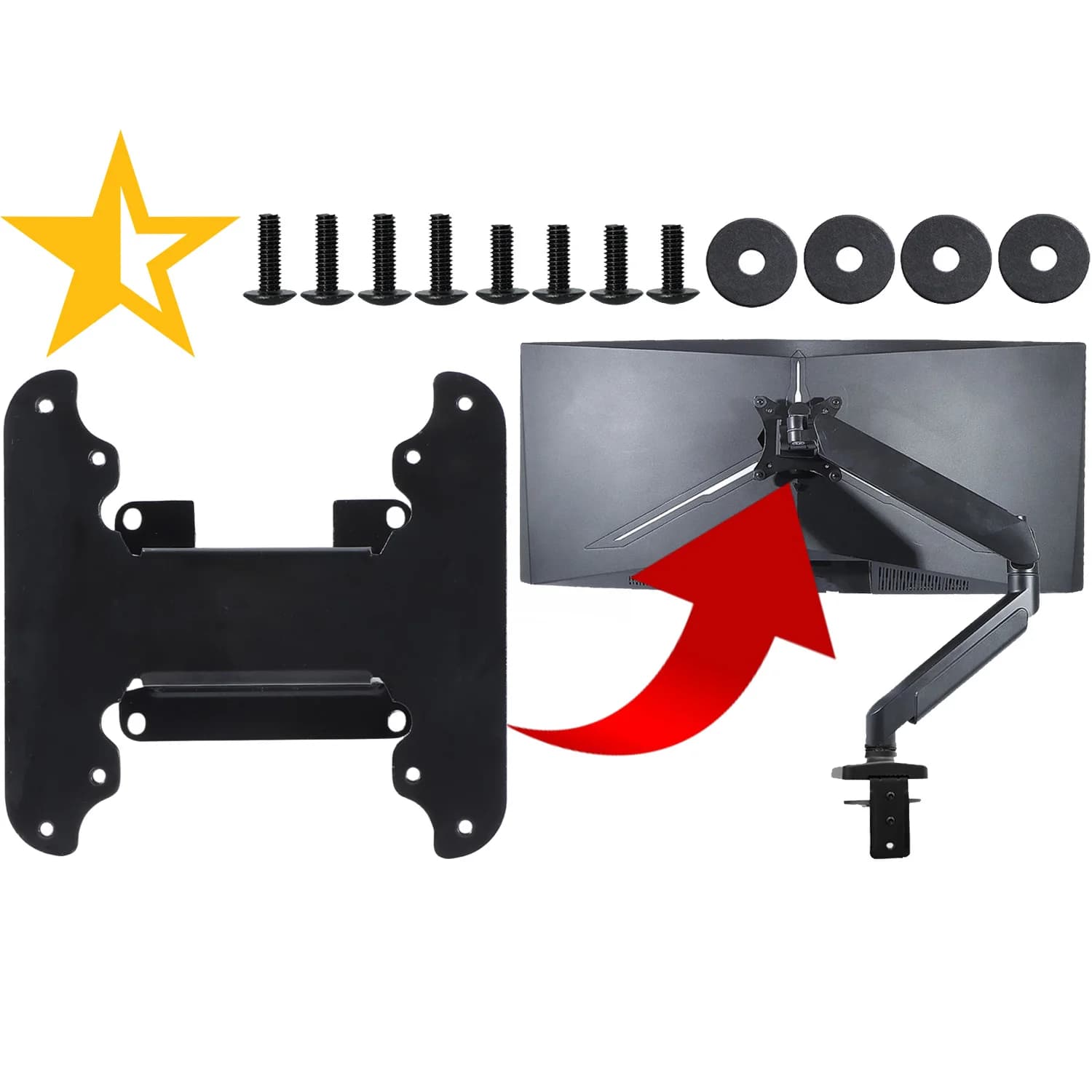 VESA Mount Adapter for Sceptre C35 series C355B-QUN168 C355W-3440UN V3L6W Zero-G Monitor Bracket Mounts to 75*75 & 100*100 Stand