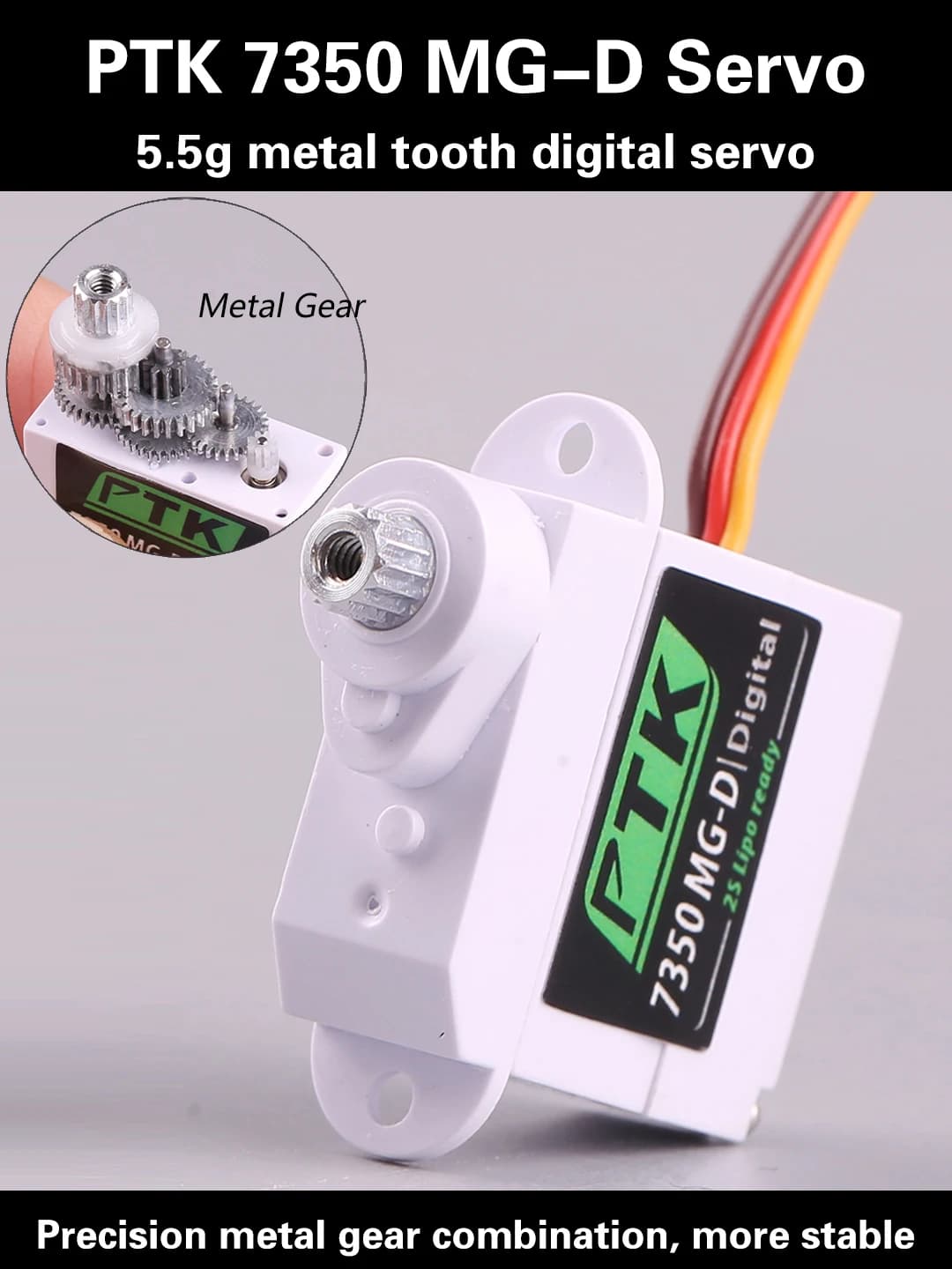Servo Digitale PTK 7350 MG-D 5.5g con Ingranaggi in Metallo per EPP F3P F3K F3L F5L Glider, Aeromodelli Indoor, Auto RC, Elicotteri, Robot