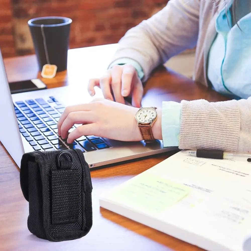 Borsa da cintura per ossimetro, custodia multifunzionale per monete, custodia protettiva per ossimetro, piccola borsa nera per il trasporto dell'ossimetro da polso, per uomo e donna