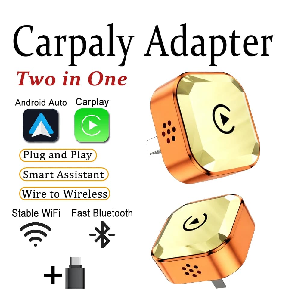 Adattatore Wireless 2in1 per Android Auto, Connessione Rapida USB, Sistema Assistente AI Intelligente, Mini CarPlay per Telefoni Apple e Android