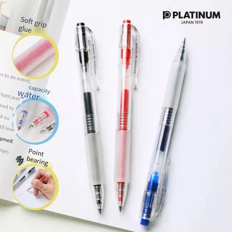 Penna Gel a Pressione PLATINUM K-100 (Tipo K) - Penna Gel Nera per Esami e Ufficio, Scrittura Fluida