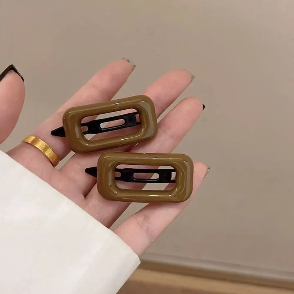 1 pair New Korean Style Hair Clips All Match Light Weight Headwear Square Morandi Color Hairgrips