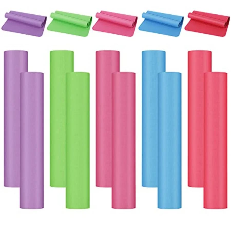 Confezione da 10 tappetini da yoga, 68'' x 24'' x 4 mm di spessore, senza lattice, antiscivolo, tappetini per esercizi per adulti, palestra, yoga, pilates, allenamento