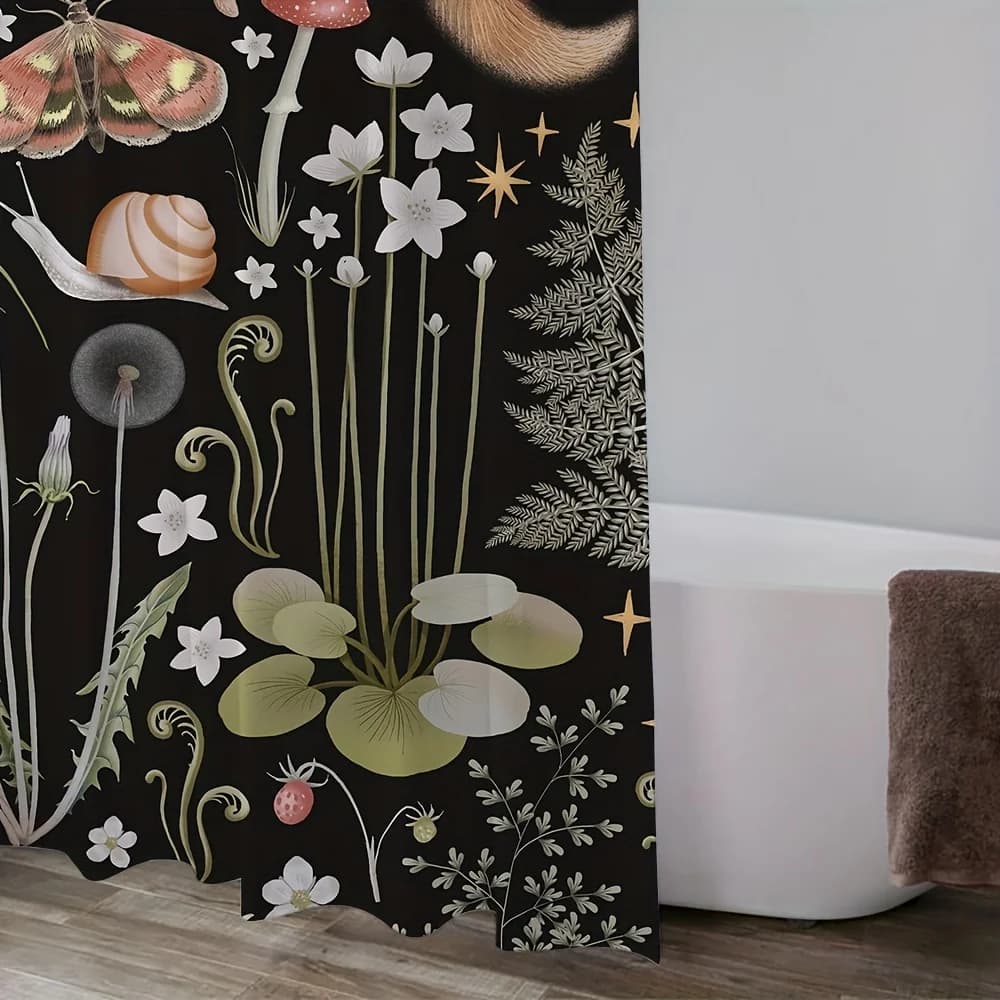 Tenda da doccia impermeabile con animali dei cartoni animati con 12 ganci - Decorazione del bagno