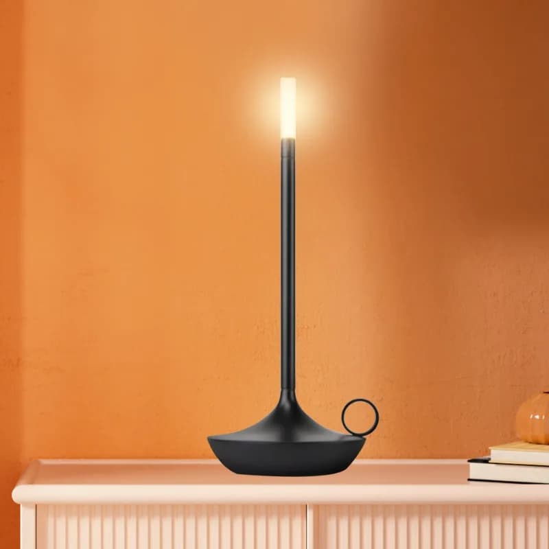 Lampada da scrivania in metallo con candela semplice Lampada da comodino a LED per camera da letto, soggiorno, ricarica, luce notturna per atmosfera a candela tattile