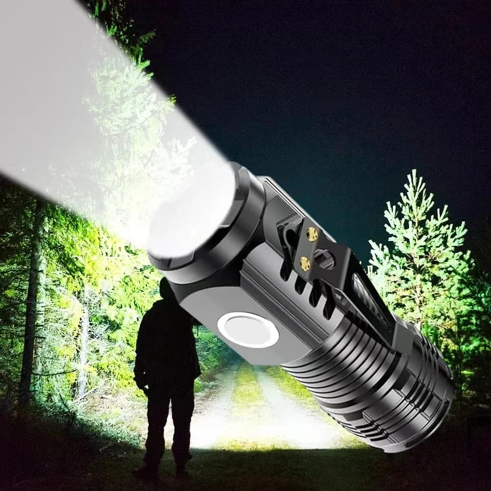 Multifunctional Rechargeable Strong LED Flashlight for Long Range Portable Clip Light For Outdoor Home Mini Flashlight