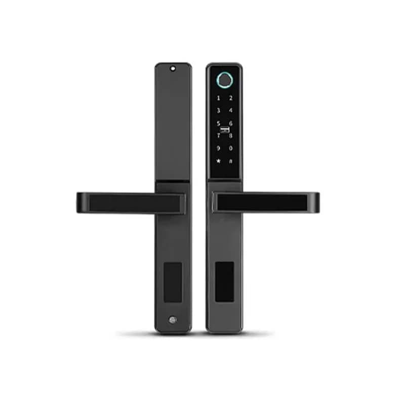 Tuya WiFi App Smart Door Lock Serratura biometrica in alluminio Maniglia per porta con impronta digitale Serratura digitale senza chiave per scorrimento in vetro o legno