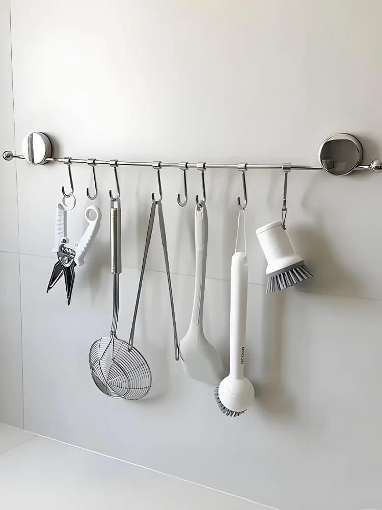 Stainl Steel Kitchen Hook Wall Mounted Convenient Storage No Drilling Required Suction Cup Hooks for Spoons And ovels