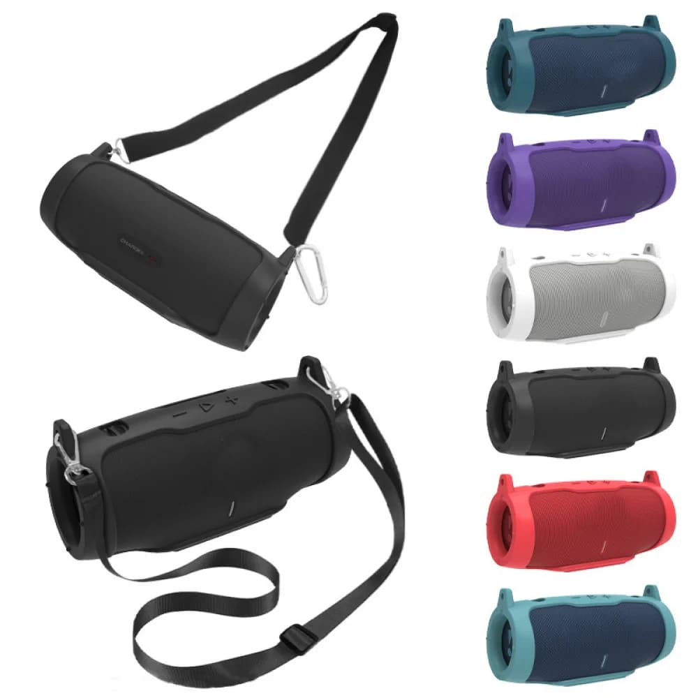 Custodia in silicone per altoparlante compatibile Bluetooth JBL Charge 6, protezione da viaggio con tracolla e moschettone