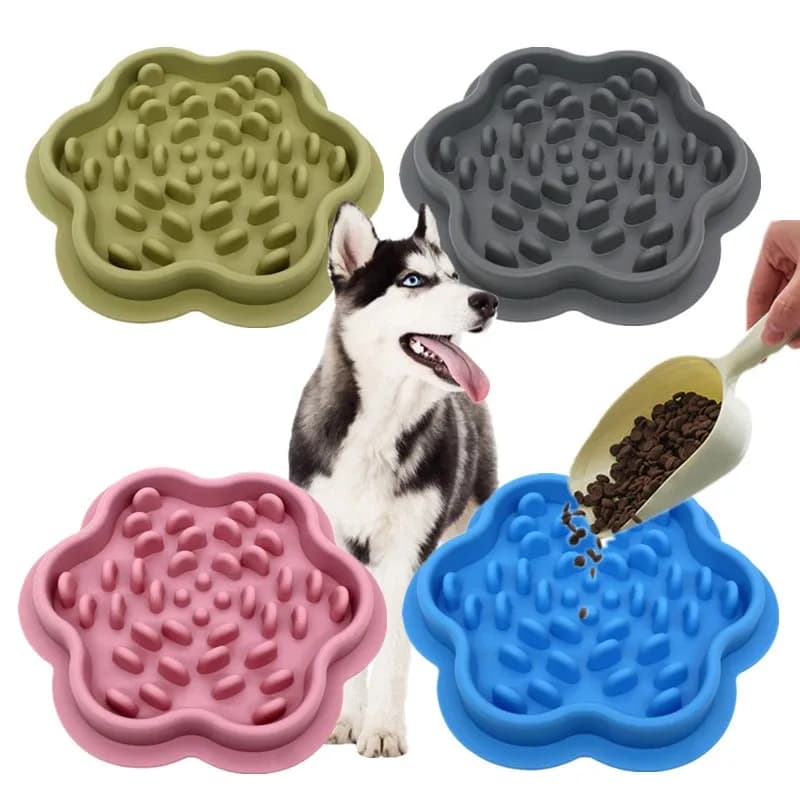 Slow Feeder Bowl for Pets - Non-Slip Silicone Mat & Dog Cat Bowl, Anti-Gulping Food Dispenser for Fast Eaters