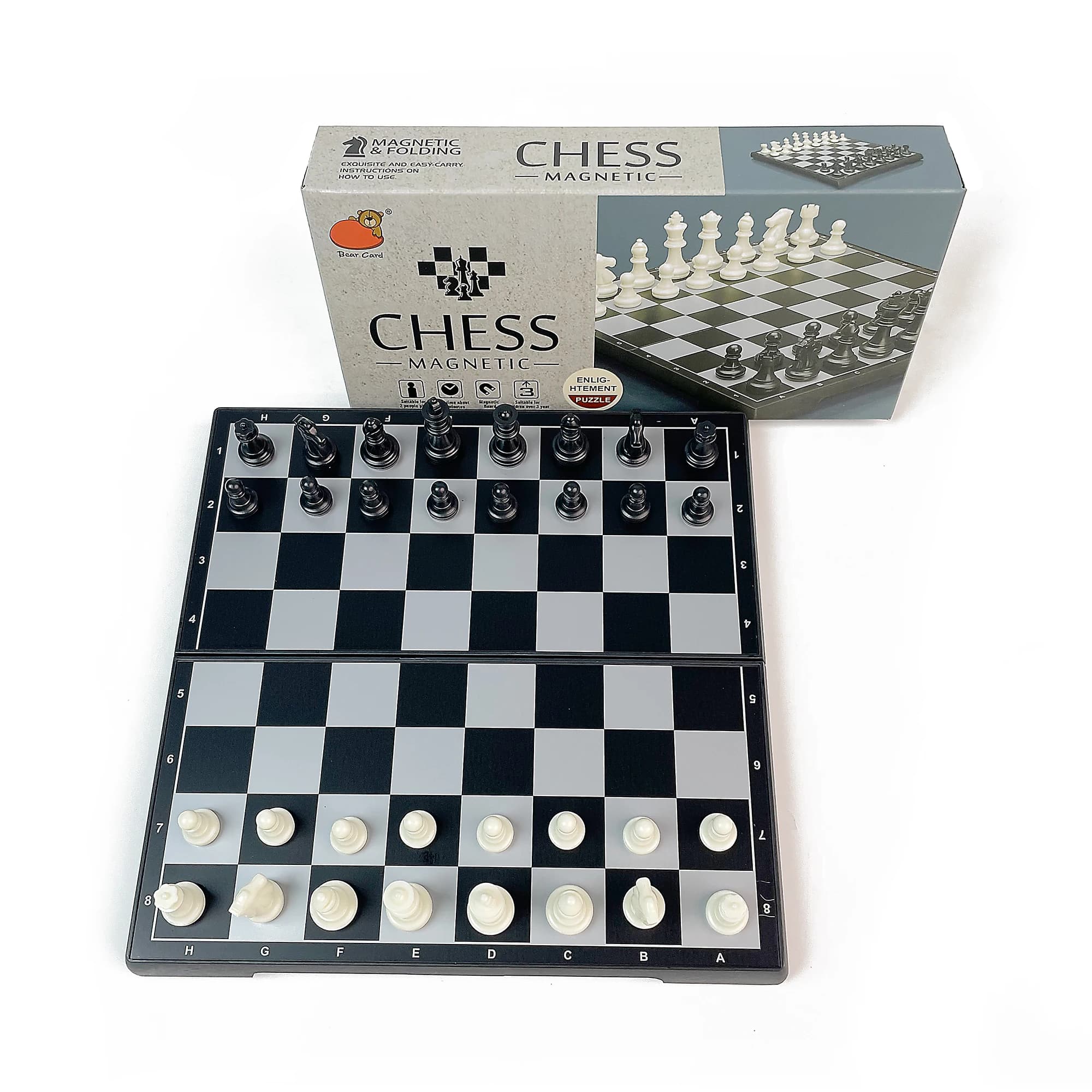 Set di Scacchi Magnetico Pieghevole 19x19cm, Gioco da Tavolo Portatile da Viaggio, Scacchi Internazionali Bianco e Nero per Bambini e Adulti, Idea Regalo