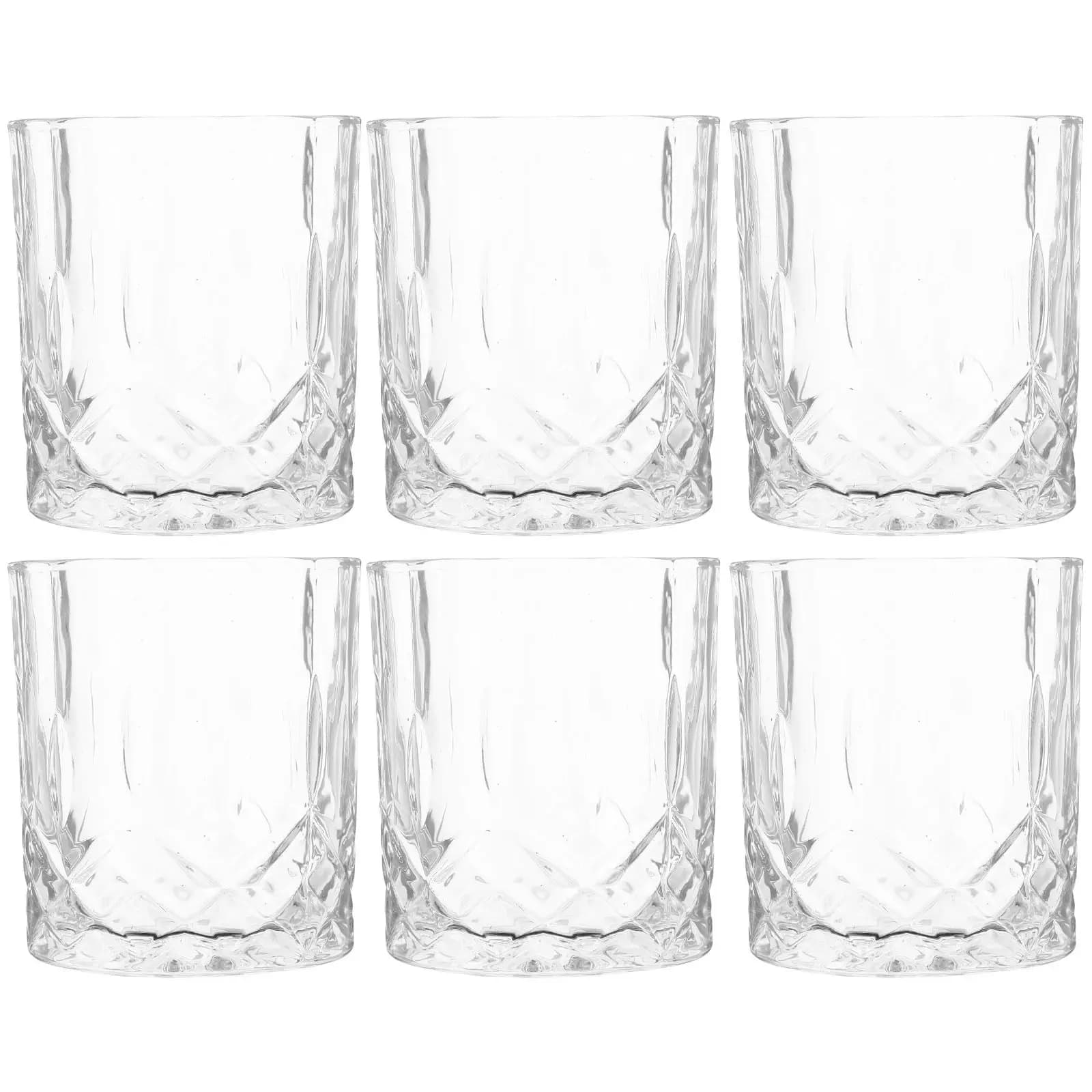 6Pcs Whiskey Glass Set Stylish Short Glasses 300Ml Drinking Cups for Cocktails Wine Liquor Bar Whiskey Glass Drinking Glasses