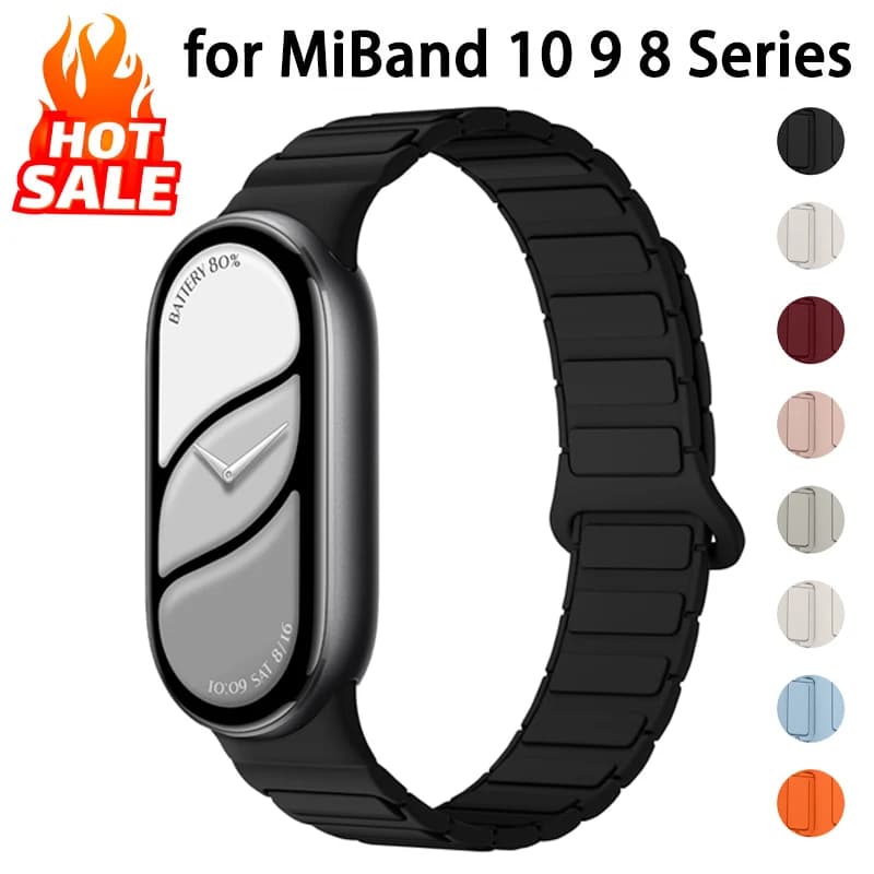 Magnetic Strap for Xiaomi Mi Band 10 9 8 Smartwatch Accessories Breathable Bracelet Pulseira Correas Xiaomi Smart Band 10 9 8
