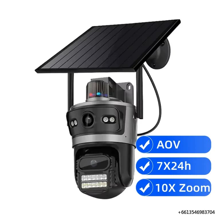 Telecamera di Sicurezza ENSTER 2K AOV con Registrazione 24h, WIFI, PTZ, per Esterni, Casa Intelligente, CCTV IP Wireless con Alimentazione Solare
