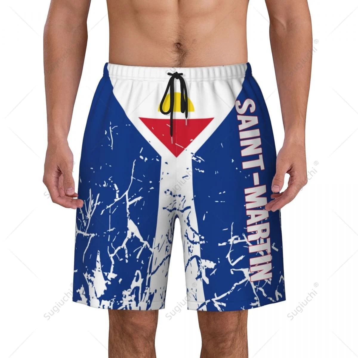 Men's Saint Martin Flag Beach Pants Board Shorts Surfing Boys Soccer Cycling Swimwear Running Polyester