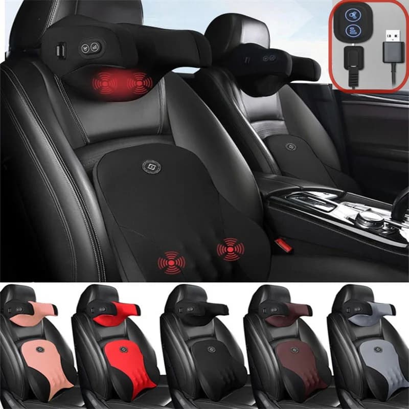 5V/USB massaggio seggiolino Auto poggiatesta cuscino schienale supporto lombare cuscini interni Auto universali supporto collo Auto cuscino accessori