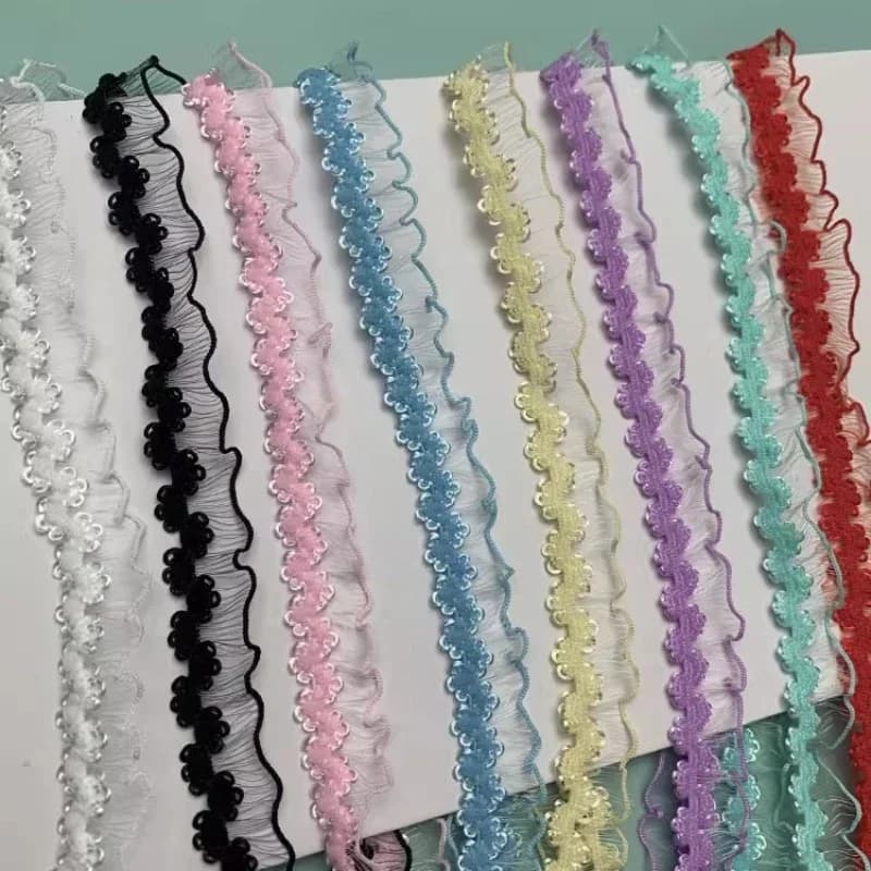20 meters/lot Elastic Colorful Lace Organza Curtains for DIY Clothing Handmade Accessories Gift Pack for Festival