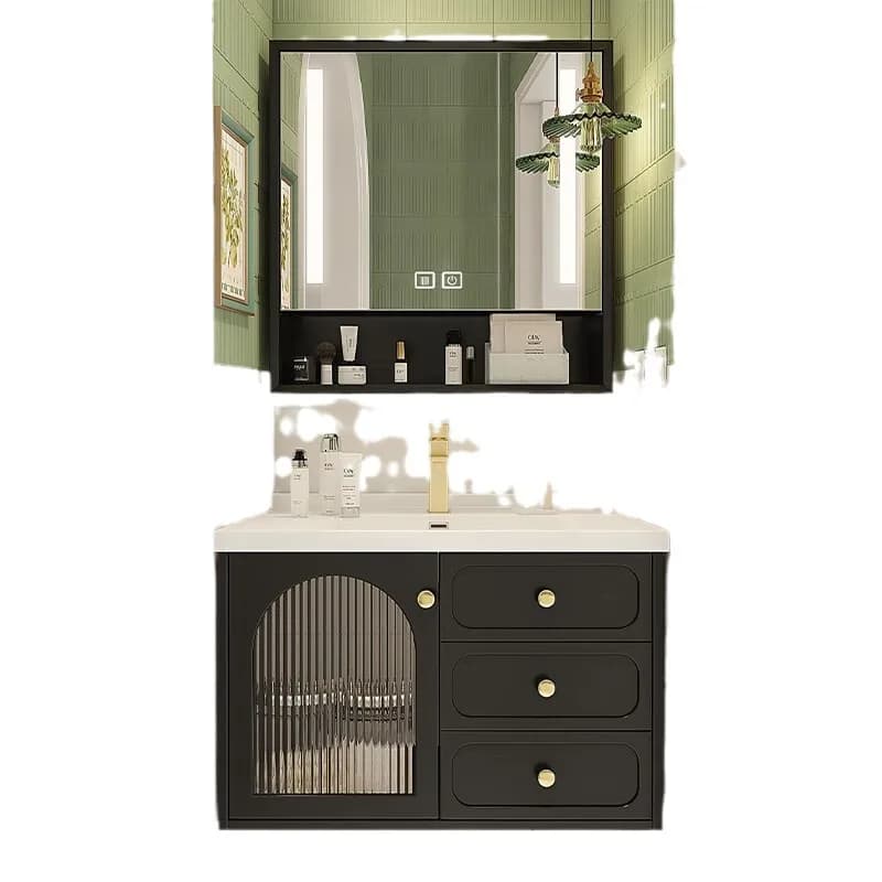 Mobile da bagno francese lavabo integrato in ceramica lavabo da bagno intelligente combinazione mobile lavabo lavaggio a mano in rovere