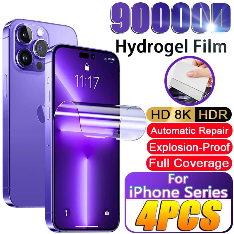 4 pezzi copertura completa pellicola idrogel HD per iPhone 14 11 15 12 13 Pro Max 7 8 14 Plus protezione schermo iPhone 13 12 Mini X XR XS MAX SE