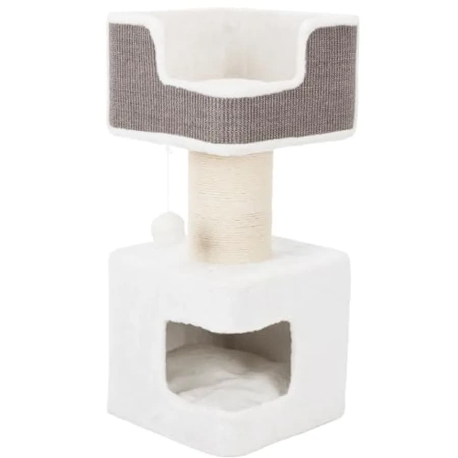 Ava Tiragraffi per Gatti da Interno, Arredamento per Gatti con Cuccia, Palo Tiragraffi Spesso, Cuscini Rimovibili, Grigio 16.