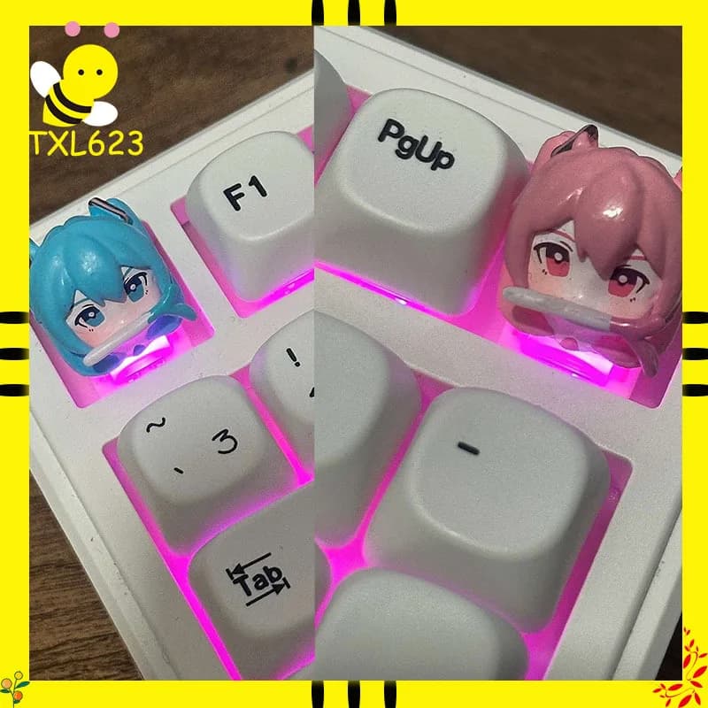 Hatsune Miku DIY Keycaps Anime Personality Cross Axis PBT Mechanical Keyboard Keycap Cartoon Resin Keycaps Decoration Gifts Hot