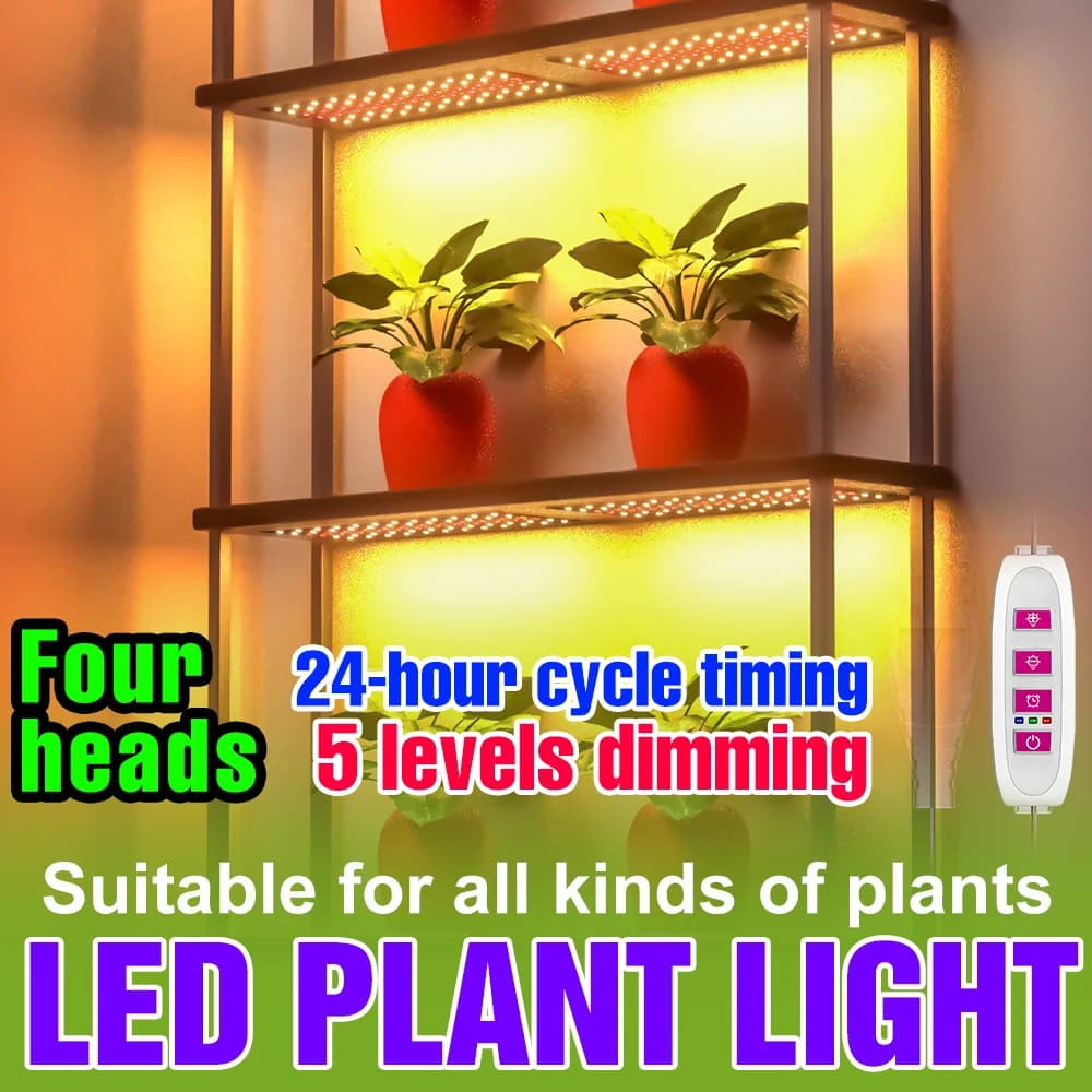 USB LED Grow Lights Full Spectrum Quantum Board Lamp Indoor Flower Potted Plant Fill Lighting Dimmable With 24-Hour Cycle Timing