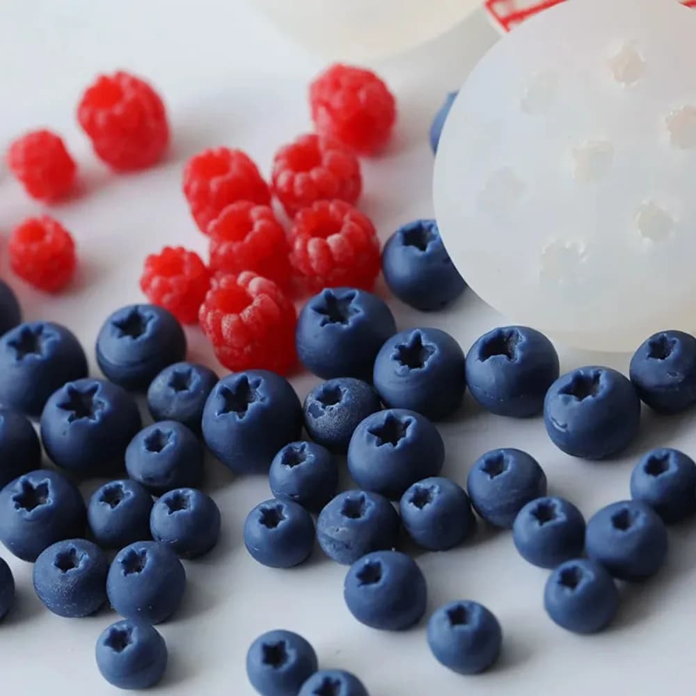 Simpatico stampo in silicone per candele 3D, simulazione di frutta, mirtillo, lampone, stampo per cioccolato, strumento per decorare torte fai da te fatto in casa
