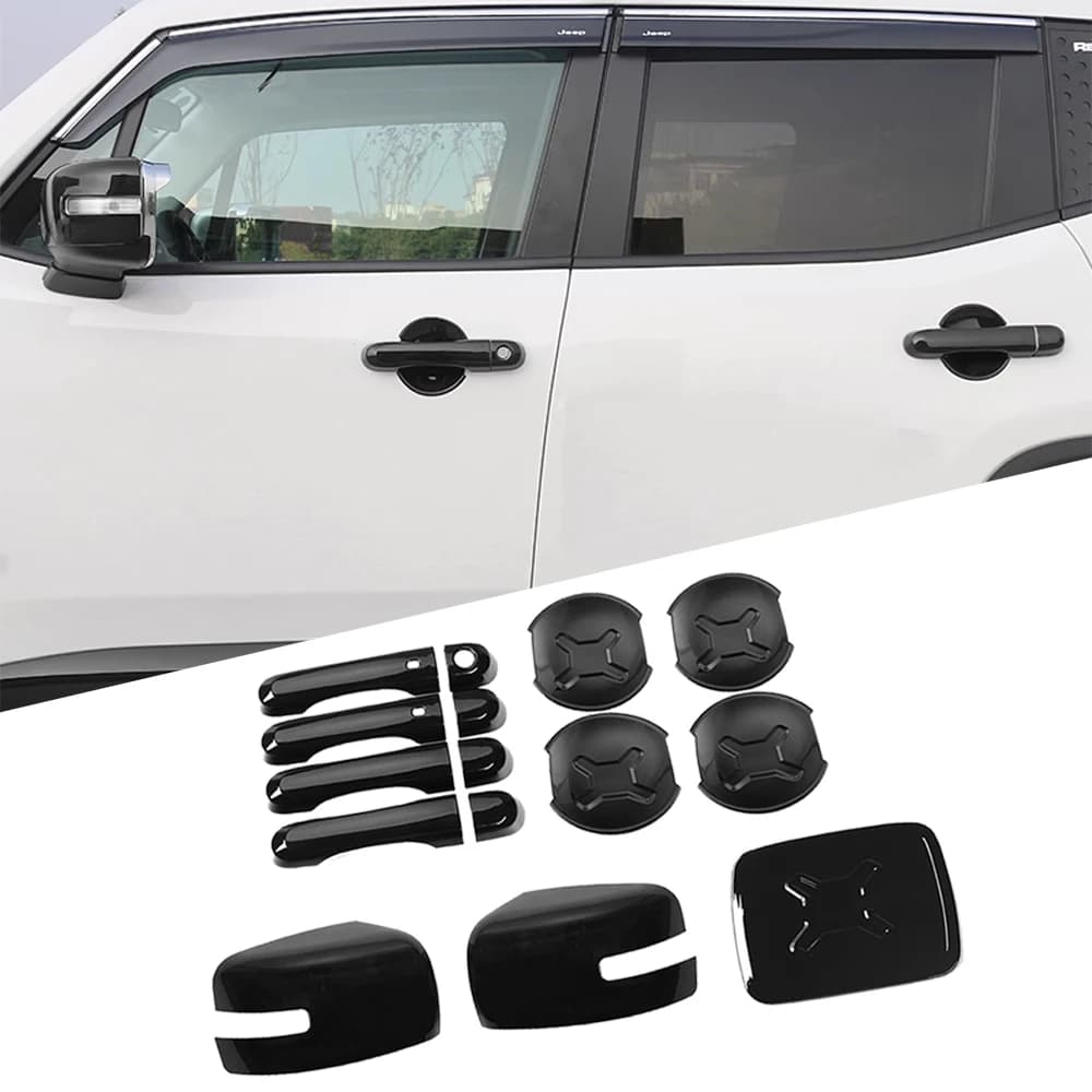 Copertura della ciotola della maniglia della porta laterale esterna dell'auto decorazione dello specchietto retrovisore tappo del serbatoio del carburante del Gas per accessori Jeep Renegade 2016-2022