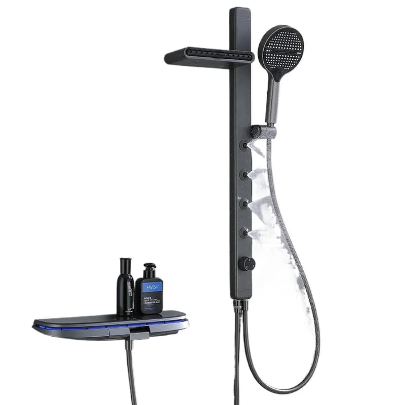 Gun with digital display at constant temperature, grey shower set, topless spray, life-shared spray massage and shoulders