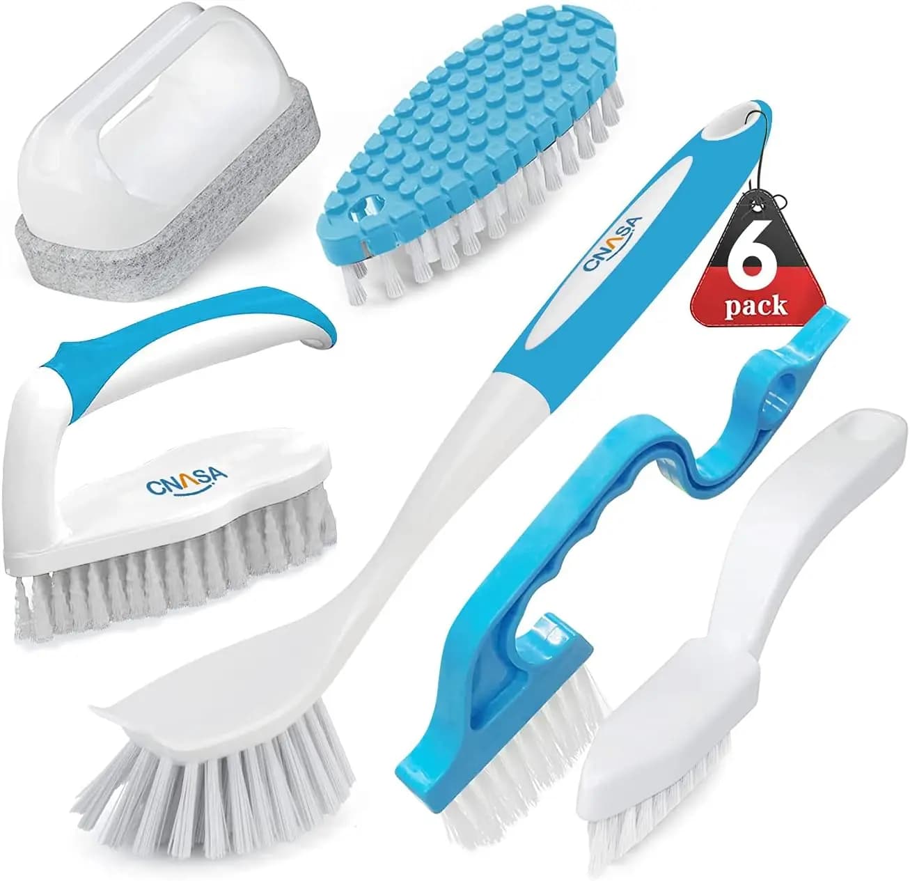 Set da 6 Pezzi per Pulizia Profonda Domestica con Spazzole per Stoviglie, Bottiglie, Fughe, Fessure e Scarpe per Cucina, Bagno e Pavimenti