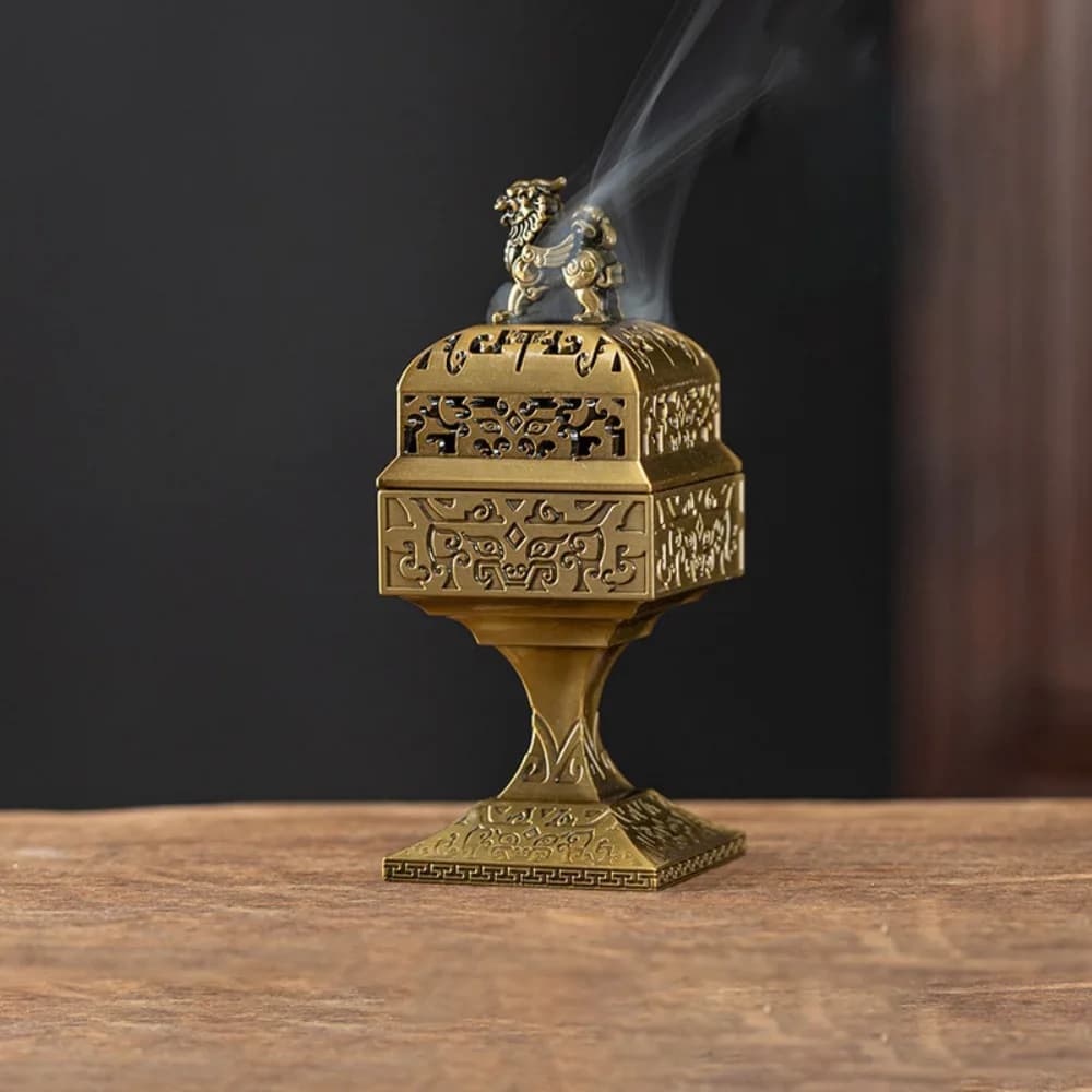 Nuovo Bruciatore di Incenso Quadrato Pi Xiu Traforato, Piccolo Incensiere, Diffusore di Aromi, Ornamento per la Casa