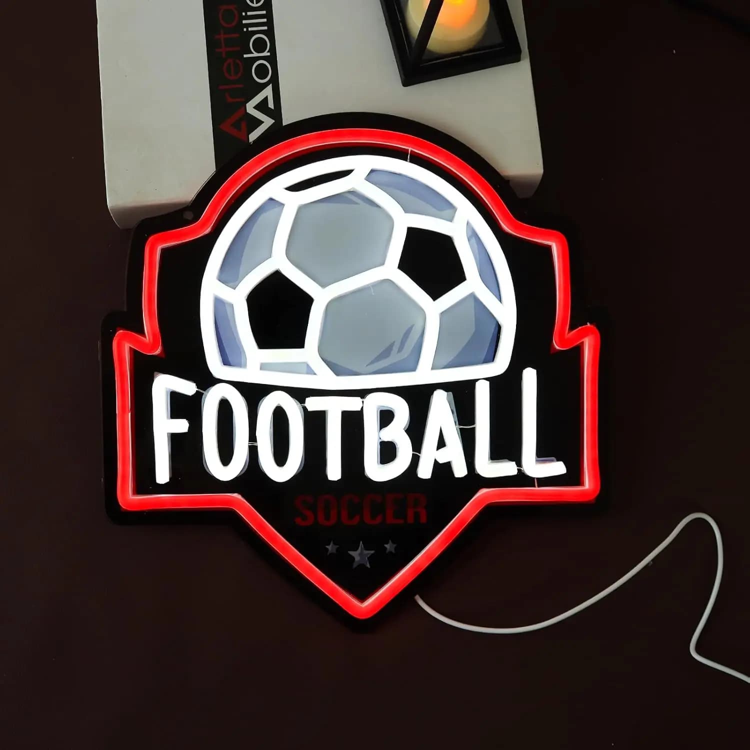 Insegna al Neon a Forma di Pallone da Calcio, Luce LED USB per Bar, Saloni di Bellezza, Sale Giochi, Decorazione Camera da Letto, Regalo Personalizzato