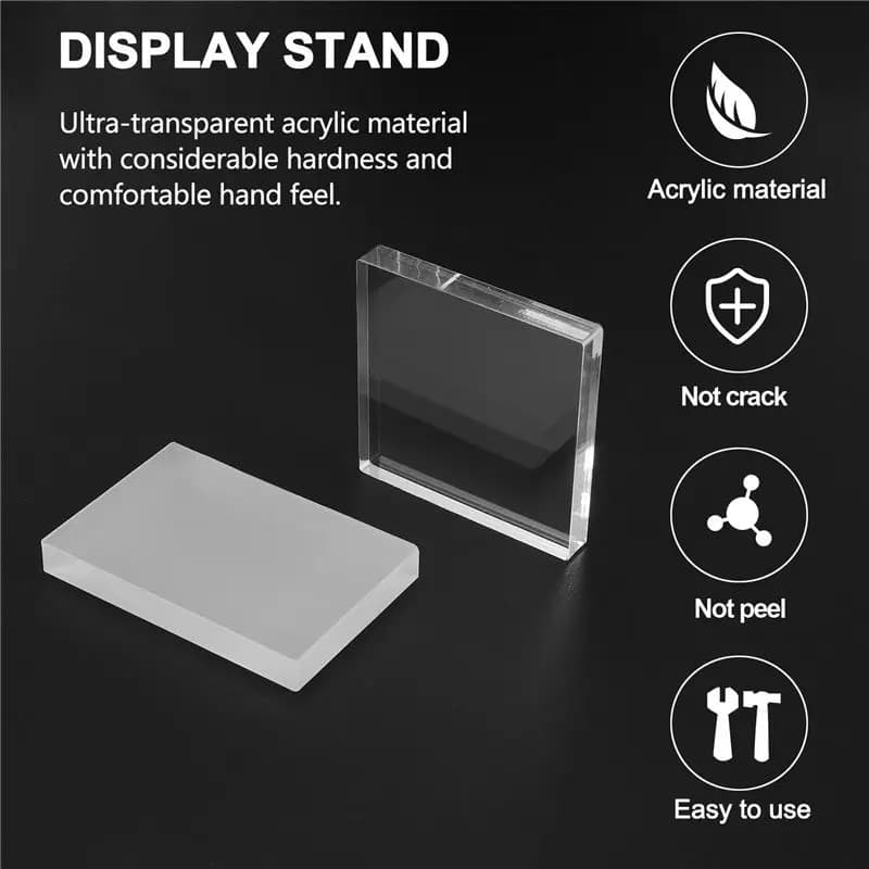 finefine 5Pc Clear Stamp Acrylic Block Set for Transparent Acrylic Stamp Pad DIY Scrapbooking Clear Acrylic Display Riser Stands